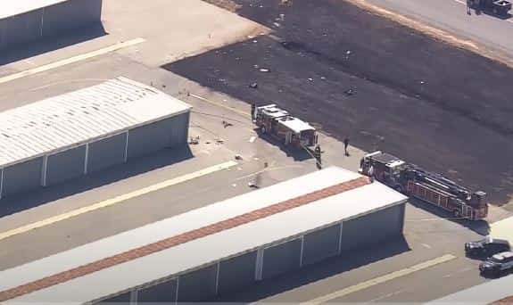 Safety guards and fire assistance at Watsonville airport (KPIX CBS SF Bay Area/YouTube)