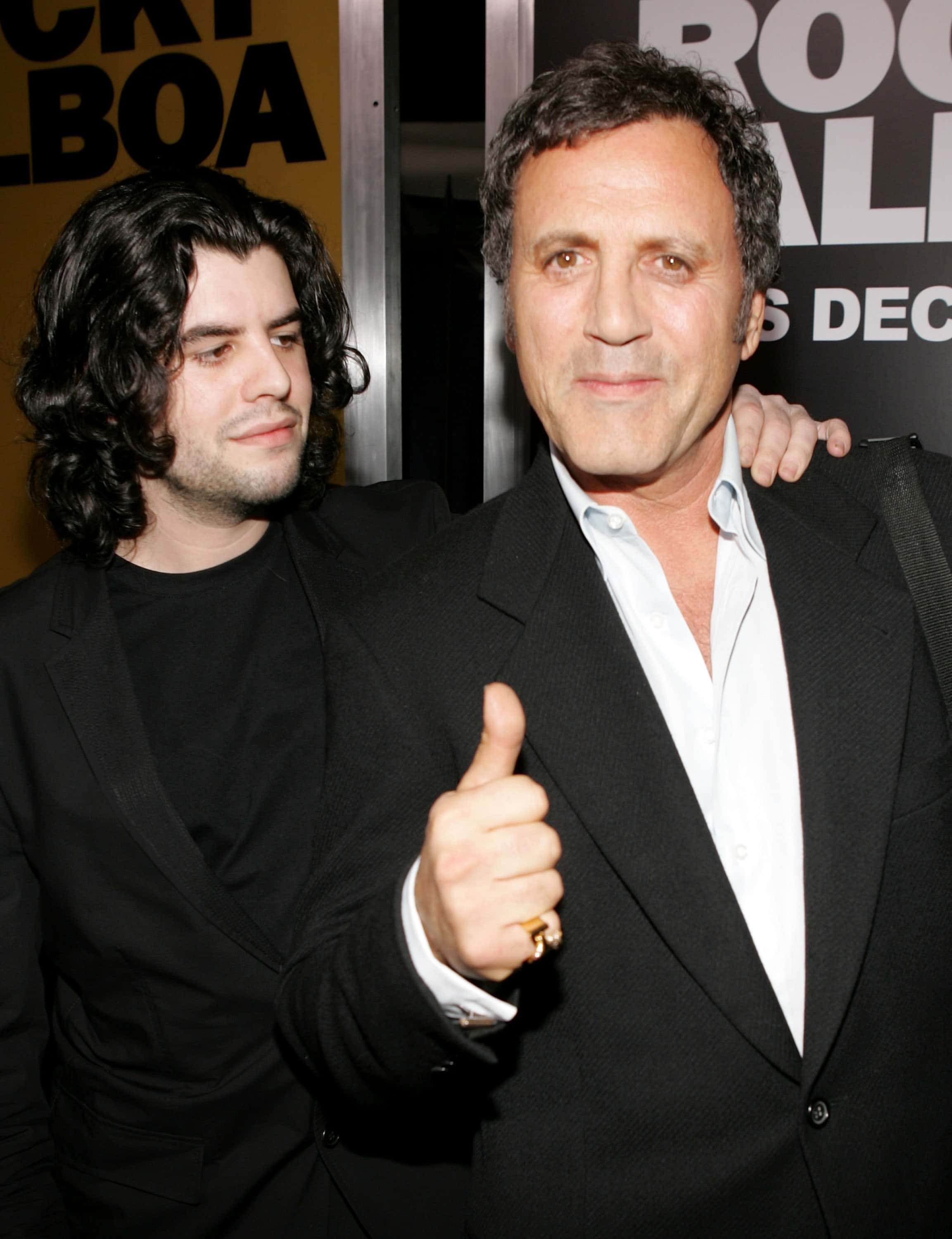 Actors Sage Stallone and Frank Stallone arrives at the premiere of MGM's
