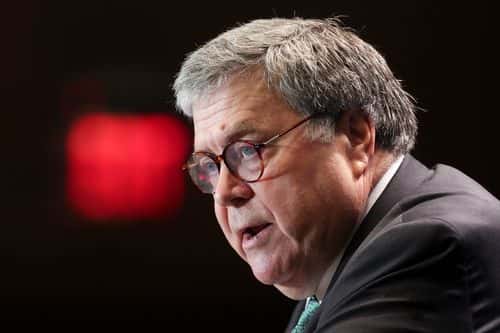 Former U.S. Attorney General William Barr speaks at a meeting of the Federalist Society on September 20, 2022 in Washington, DC. Barr spoke as The Federalist Society for Law and Public Policy Studies held its Education Law and Policy Conference.