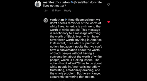 Van Lathan responds to John Clinton's Instagram comment (Vanlathan/Instagram)