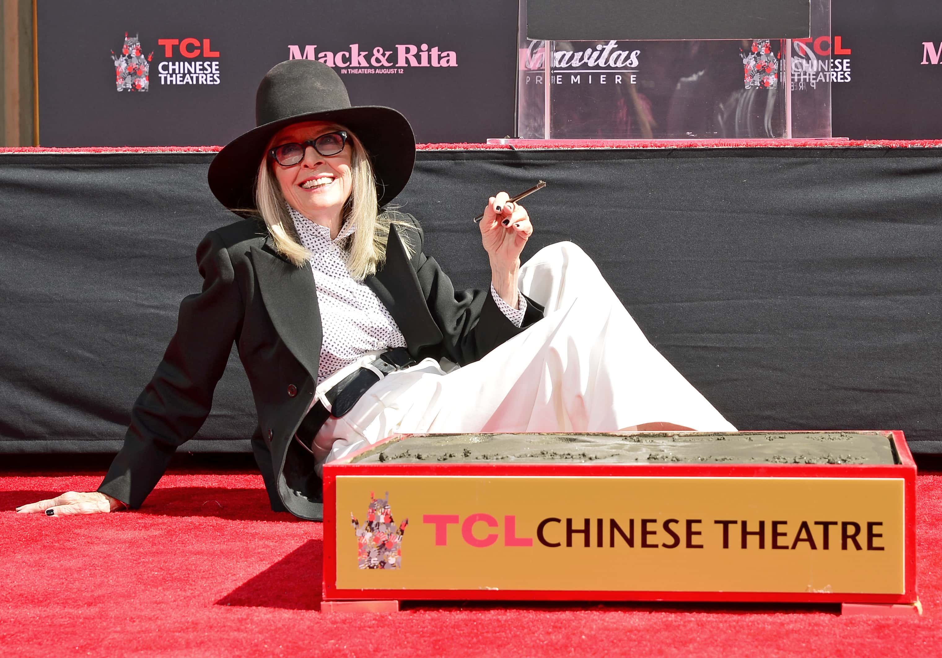 Diane Keaton attends the Handprint and Footprint in Cement Ceremony for Actress Diane Keaton hosted by TCL Chinese Theatre on August 11, 2022 in Hollywood, California. (Photo by Jerod Harris/Getty Images)