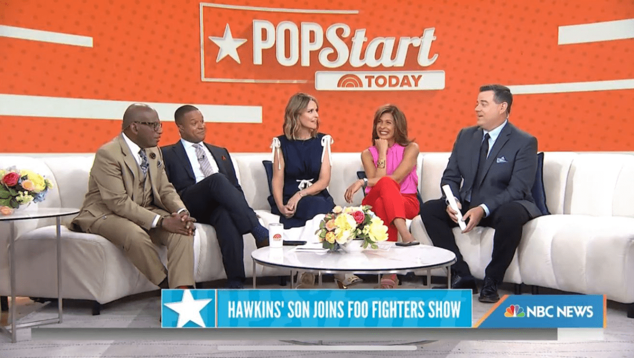 'Today' host Carson Daly alongside co-hosts Al Roker, Craig Melvin, Savannah Guthrie, and Hoda Kotb discussing 'Succession' during Daly's PopStart segment (@todayshow/Twitter)