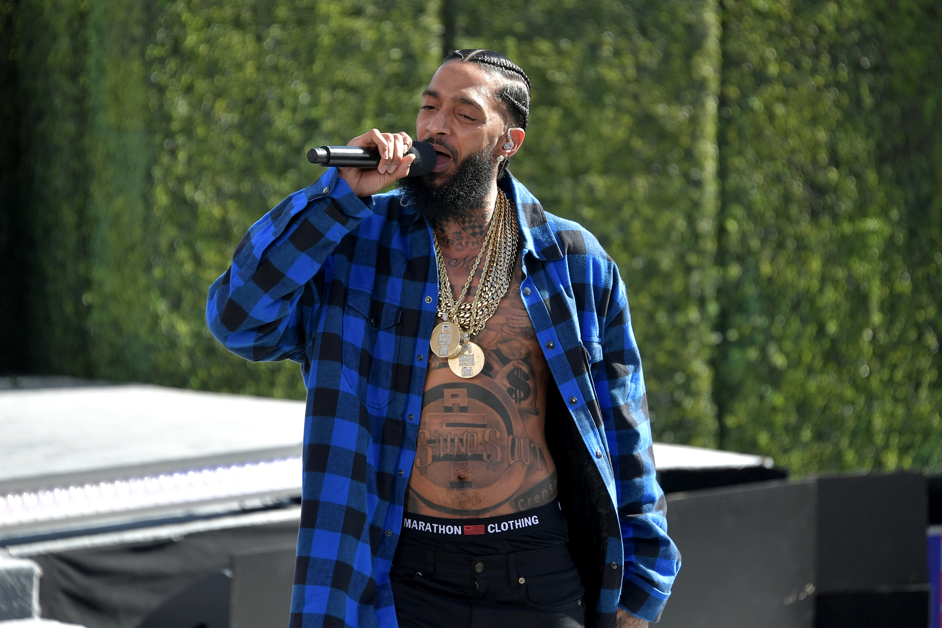 Nipsey Hussle performs onstage at Live! Red! Ready! Pre-Show, sponsored by Nissan, at the 2018 BET Awards at Microsoft Theater on June 24, 2018 in Los Angeles, California.