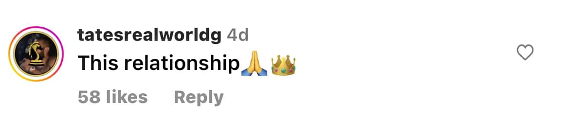 Comment section from the video (@tatebeliefs/Instagram)