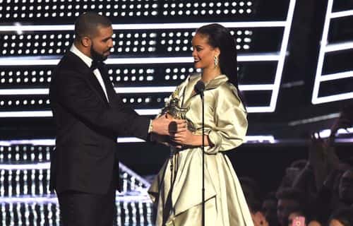 Drake presents Rihanna with the The Video Vanguard Award during the 2016 MTV Video Music Awards at Madison Square Garden on August 28, 2016 in New York City.