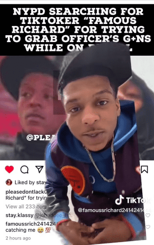 Famous Richard became known for TikTok videos which shows him harassing cops (famousrichard2414241444/TikTok)