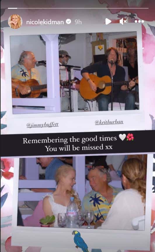 Nicole Kidman posted her memories on Instagram, tribute to her late friend Jimmy Buffett (@nicolekidman/Instagram)