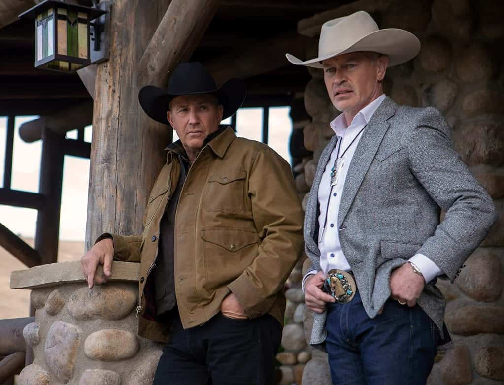 Kevin Costner (L) and Neal McDonough in Yellowstone (IMDb)