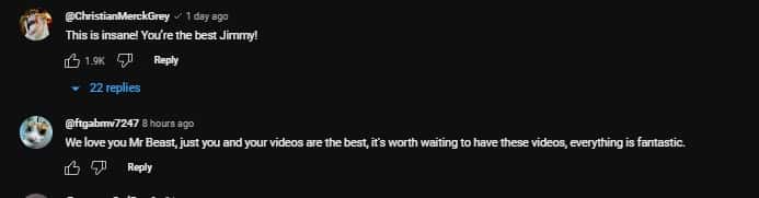 Comments on MrBeast (@mrbeast/YouTube)