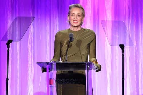 Honoree Sharon Stone speaks onstage during An Unforgettable Evening at Beverly Wilshire, A Four Seasons Hotel on March 16, 2023 in Beverly Hills, California.
