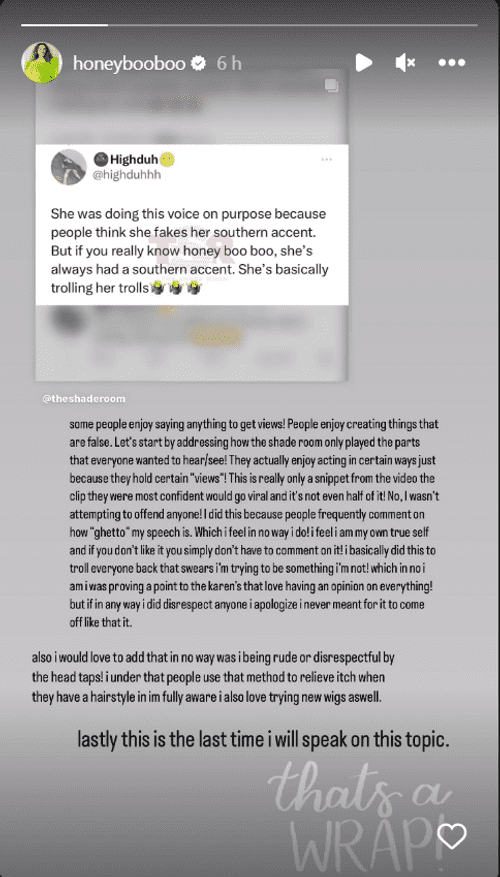 Honey Boo Boo aka Alana Thompson responds to online hate (Instagram/@honeybooboo)