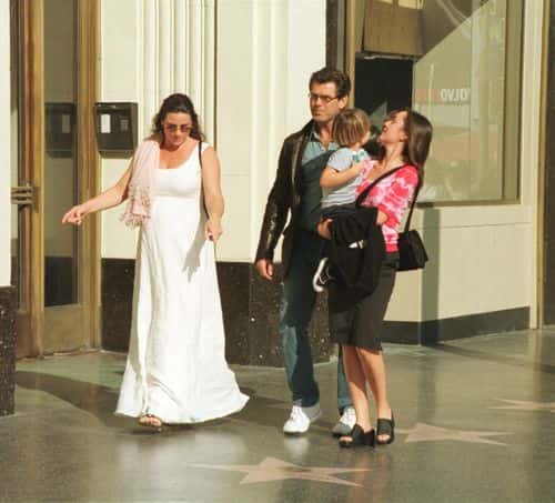 ***EXCLUSIVE*** Actor Pierce Brosnan takes an afternoon stroll with his son, Dylan Thomas and his pregnant fiancee, journalist Keely Shaye Smith after having lunch together November 1, 2000 in Malibu, CA.