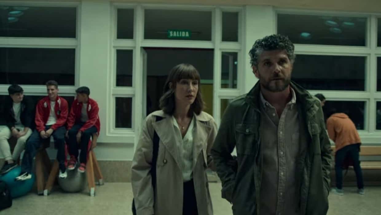 Ana Dussuel with her husband in a still from Netflix crime thriller m drama 'Muted' (Netflix)