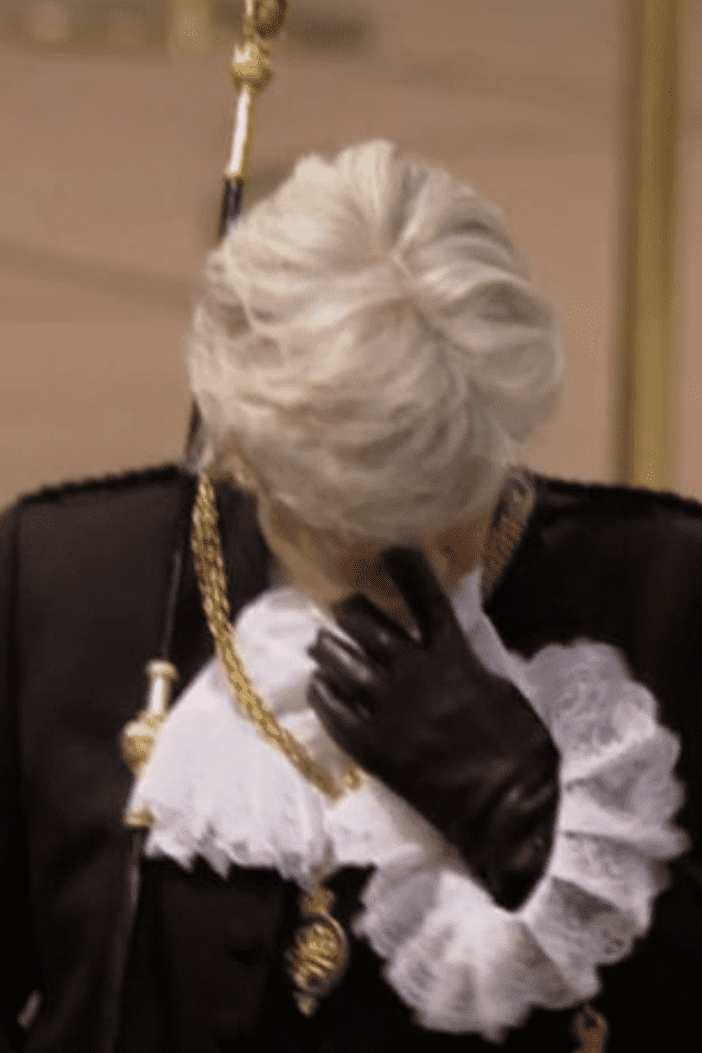 Lady Usher of the Black Rod wiping her tears at the funeral (Sky News)
