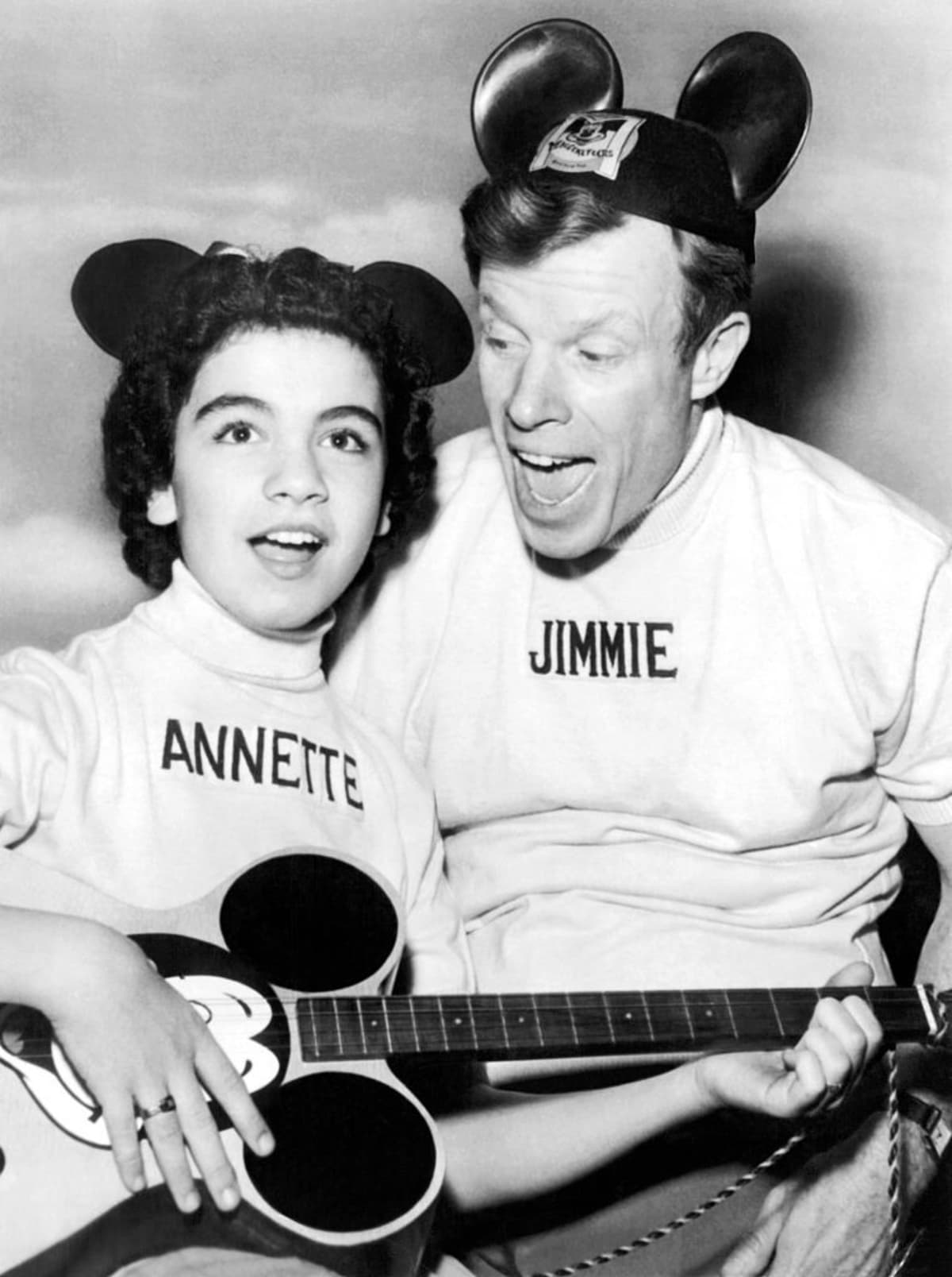 Annette Funicello and Jimmie Dodd on 'The Mickey Mouse Club' television show, Hollywood, California, May 1956. (Photo by Underwood Archives/Getty Images)