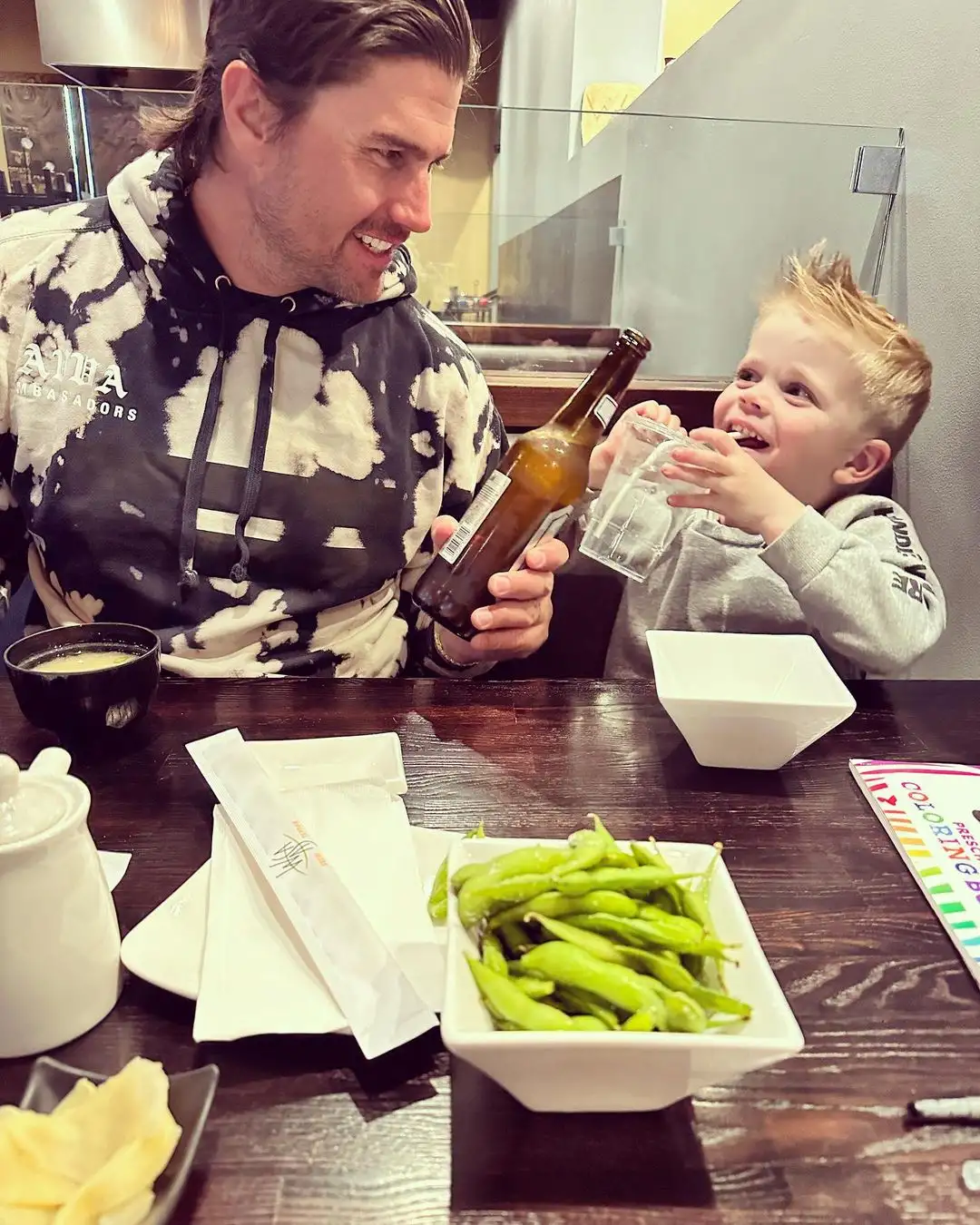 Christina Hall's 'sushi date' picture with husband. Joshua Hall and son, Hudson (Instagram/@thechristinahall)