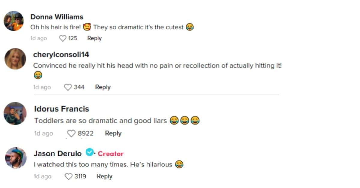 Jason Derulo's comment section on TikTok (jasonderulo/ TikTok)