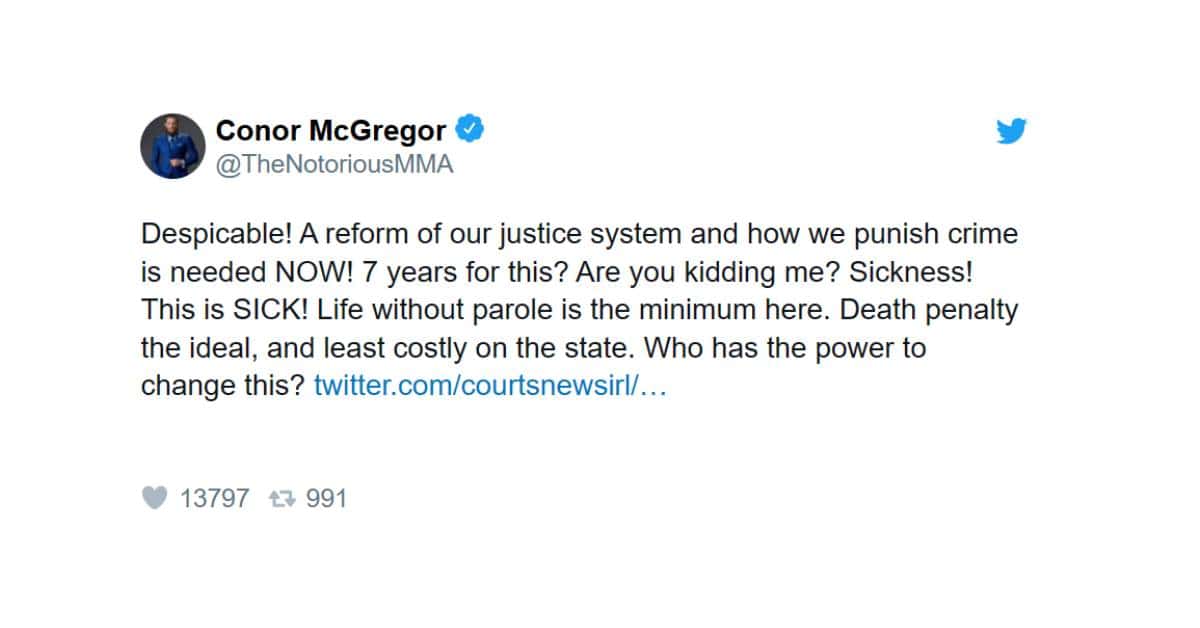 Conor McMgreagor's controversial statment 
 (@TheNotoriousMMA/ Twitter)