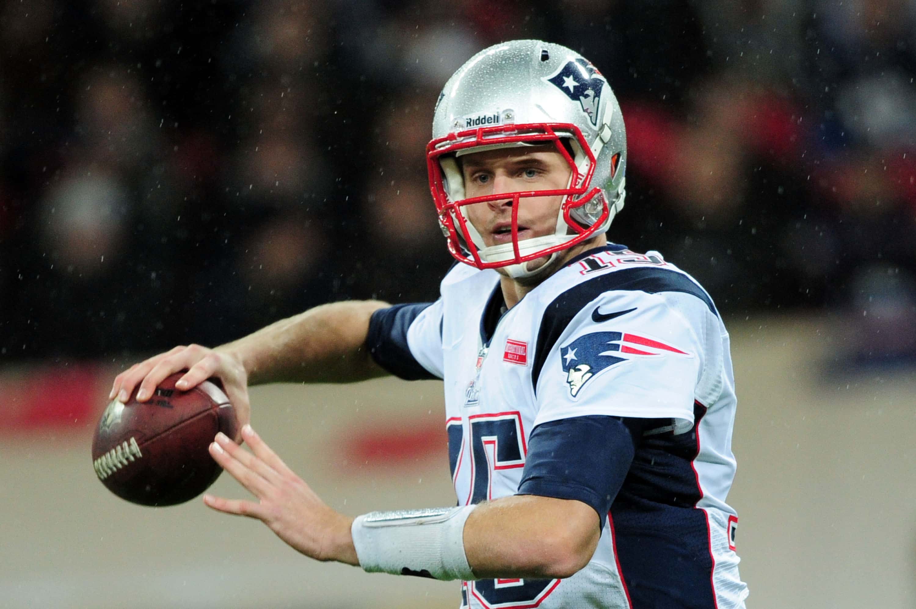 LONDON, ENGLAND - OCTOBER 28: Ryan Mallett #15 of the New England Patriots in action during the NFL International Series match between the New England Patriots and the St. Louis Rams at Wembley Stadium on October 28, 2012 in London, England. (Photo by Jamie McDonald/Getty Images)