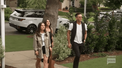 Josh Flagg with twins Caroline and Rachel in 'Million Dollar Listing: LA' Season 14 (Bravo)