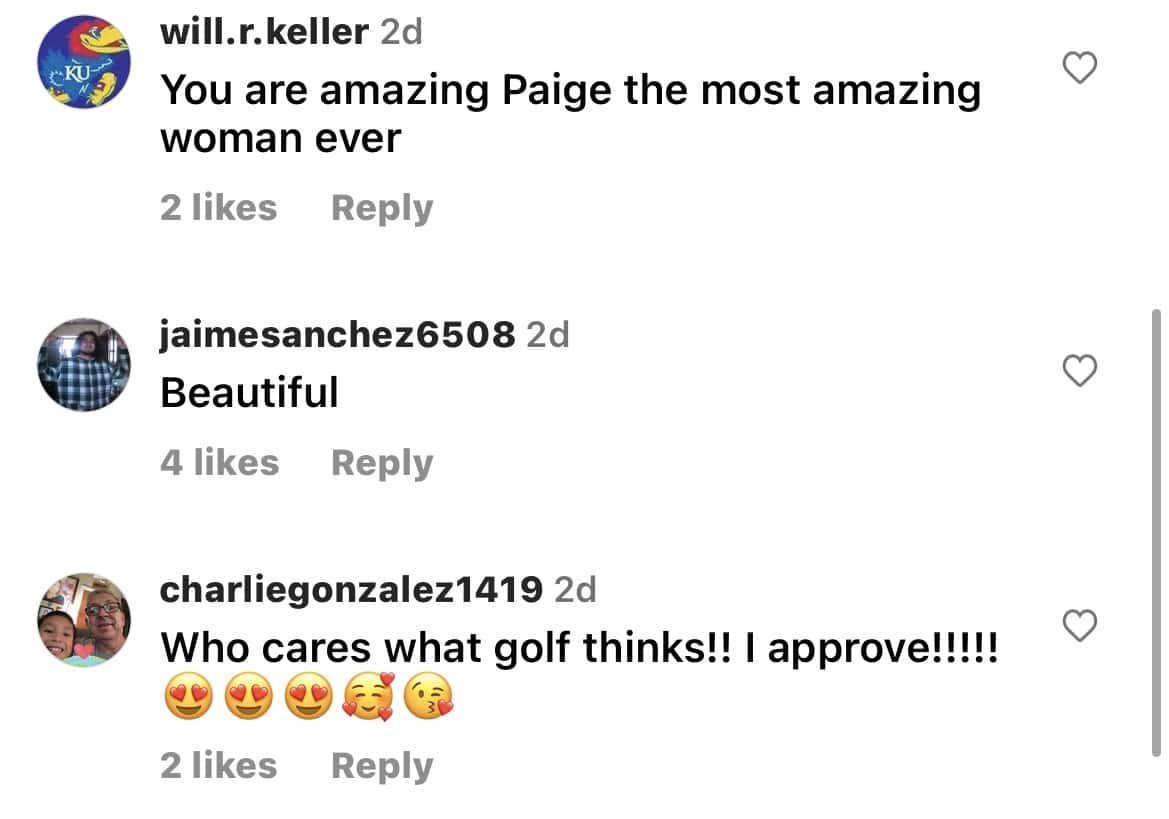 Comments on Paige Spiranac's Instagram (@_paige.renee/Instagram) 