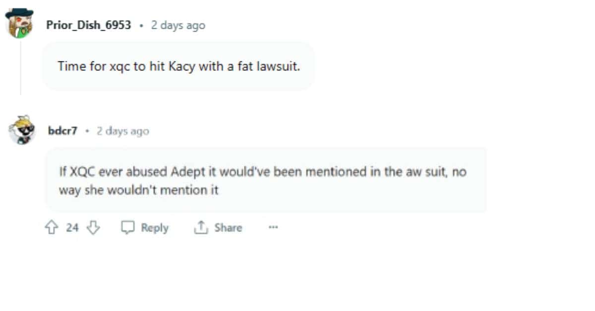 Viewers reaction on xQc and Kacey dispute (r/LivestreamFail/ Reddit)