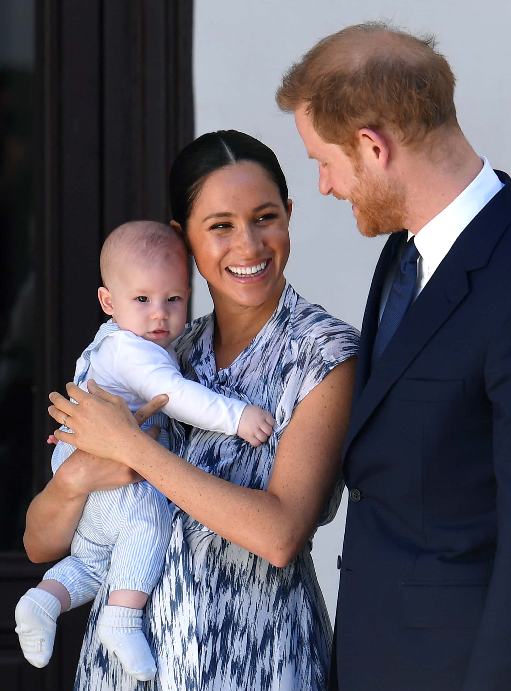 Prince Harry, Duke of Sussex, Meghan, Duchess of Sussex and their baby son Archie Mountbatten-Windsor meet Archbishop Desmond Tutu at the Desmond & Leah Tutu Legacy Foundation during their royal tour of South Africa on September 25, 2019 in Cape Town, South Africa.