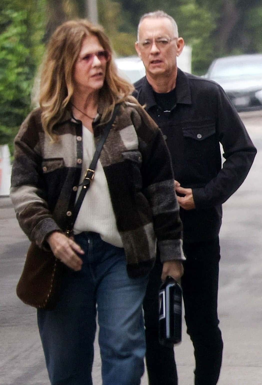 The couple, who have two children of their own,  just celebrated their milestone 35th wedding anniversary on April 30; Hanks also has two kids from is first marriage (Backgrid)