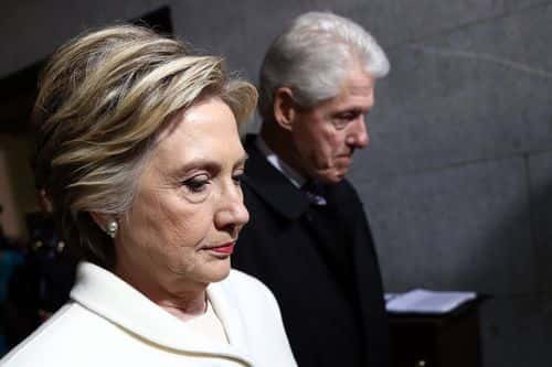 Former Democratic presidential nominee Hillary Clinton (L) and former President Bill Clinton arrive on the West Front of the U.S. Capitol on January 20, 2017 in Washington, DC. In today's inauguration ceremony Donald J. Trump becomes the 45th president of the United States. (Photo by Win McNamee/Getty Images)