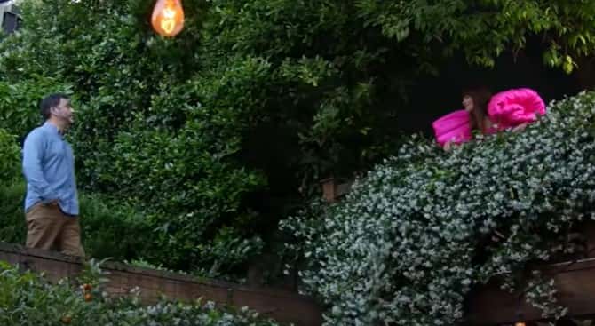 Jimmy Kimmel and Dakota Johnson chat over the fence (YouTube/Jimmy Kimmel Live)