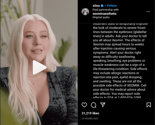 Christina Aguilera speaks about her collaboration with the ‘Beauty on Your Terms' on her instagram handel (Instagram/@christinaaguilera)
