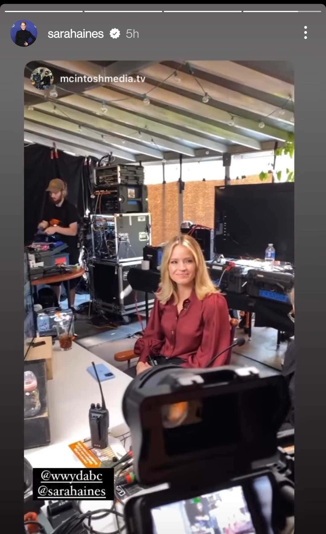 Sara Haines on the sets of 'What Would You Do?' (Instagram/@sarahaines)