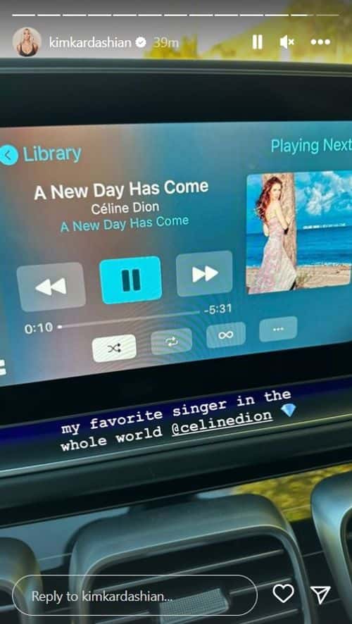 Kim Kardashian affirming Celine Dion is her favorite singer in the world (Instagram/@kimkardashian)