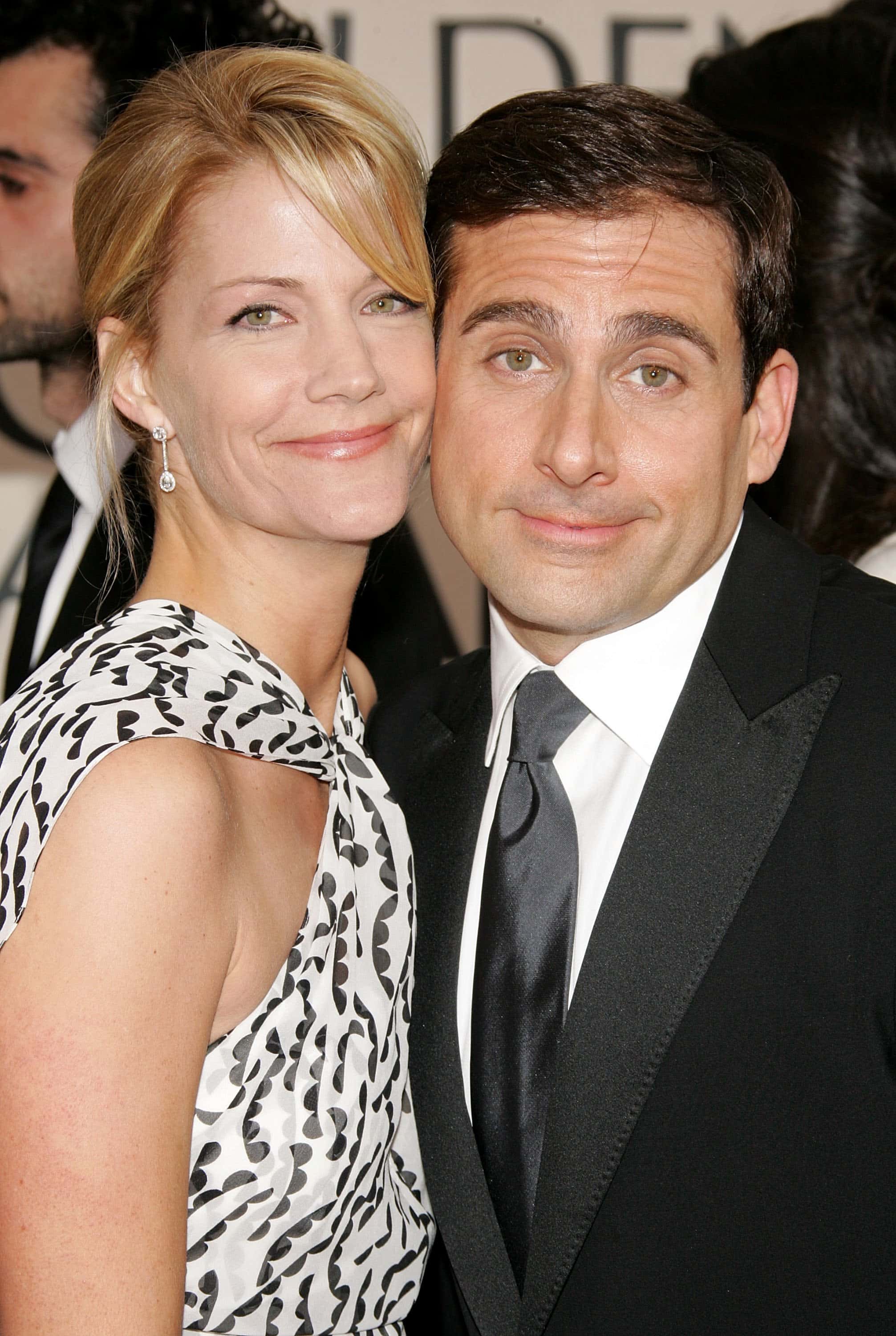 BEVERLY HILLS, CA - JANUARY 16: Actor Steve Carell (R) and wife Nancy Walls arrives to the 63rd Annual Golden Globe Awards at the Beverly Hilton on January 16, 2006 in Beverly Hills, California. (Photo by Frazer Harrison/Getty Images)
