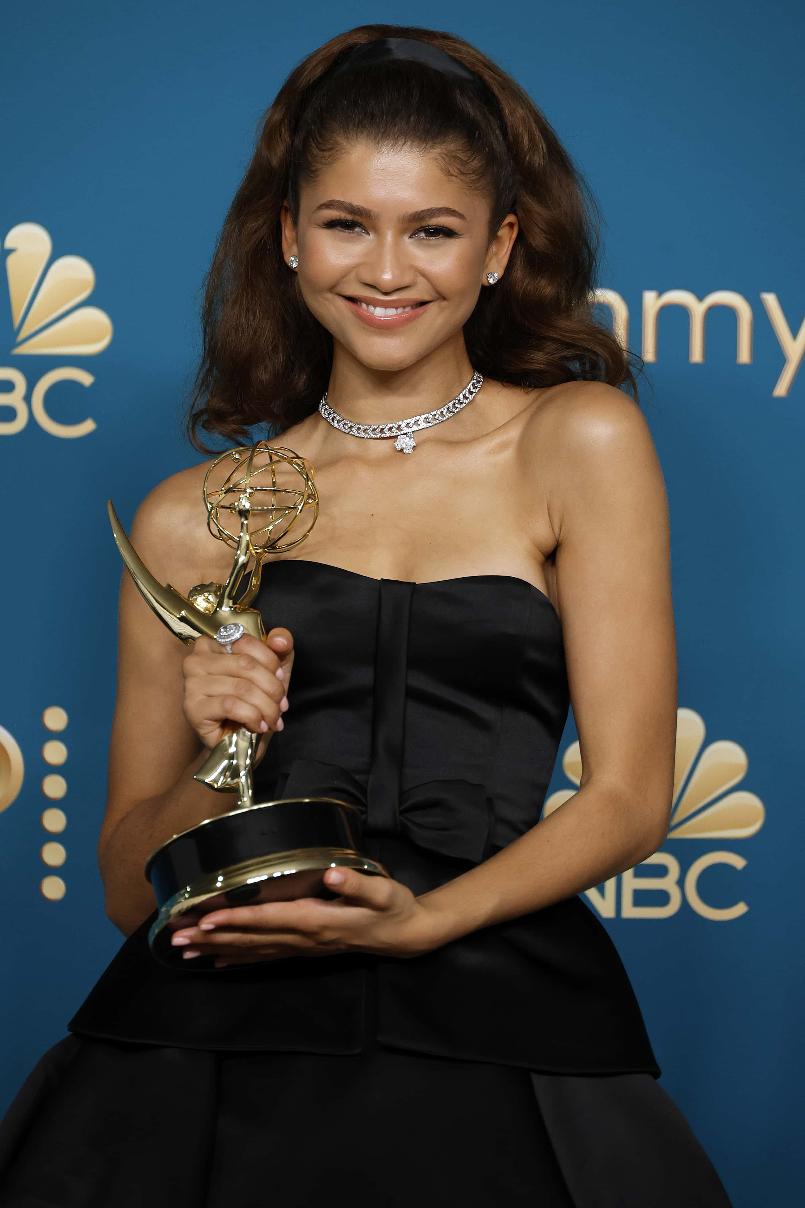 Zendaya, winner of Outstanding Lead Actress in a Drama Series for “Euphoria,” poses in the press room during the 74th Primetime Emmys at Microsoft Theater on September 12, 2022 in Los Angeles, California.