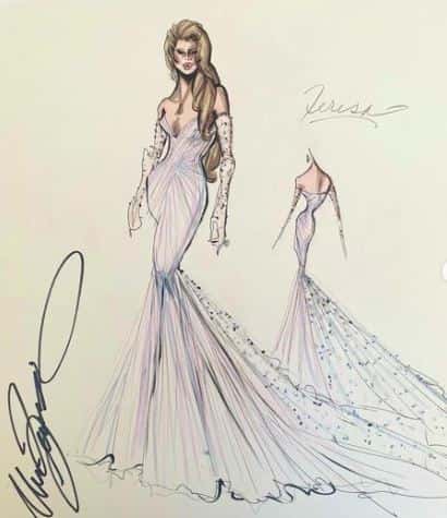 The initial design of the gown shared by the designer, Mark Zunino ( Mark Zunino/Instagram)