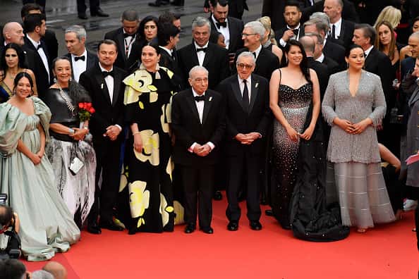 Jillian Dion, Janae Collins, Cara Jade Myers, Robert De Niro, Leonardo DiCaprio, Director Martin Scorsese, Lily Gladstone and Tantoo Cardinal attend the 