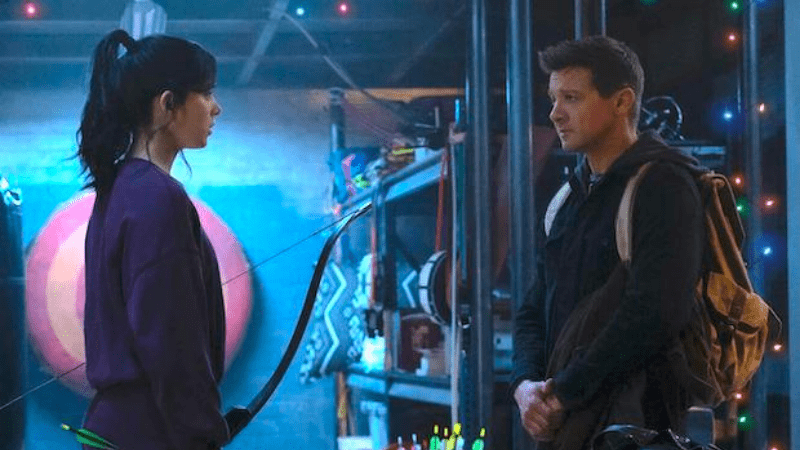 Hailee Steinfeld and Jeremy Renner in a still from 'Hawkeye' (Disney+)