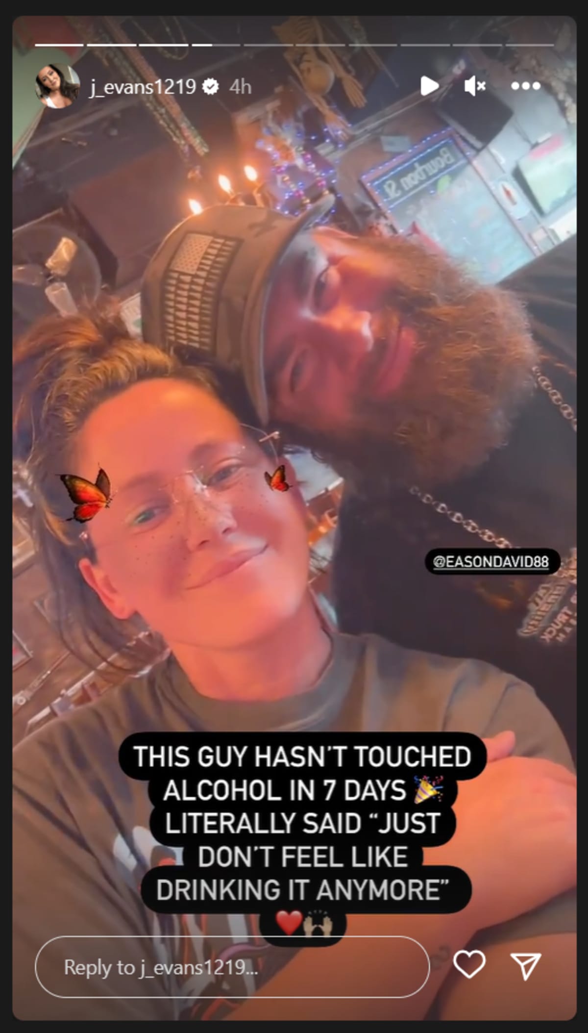 David Eason's bid to improve his self-image still has a long way to go (Instagram/@j_evans1219)