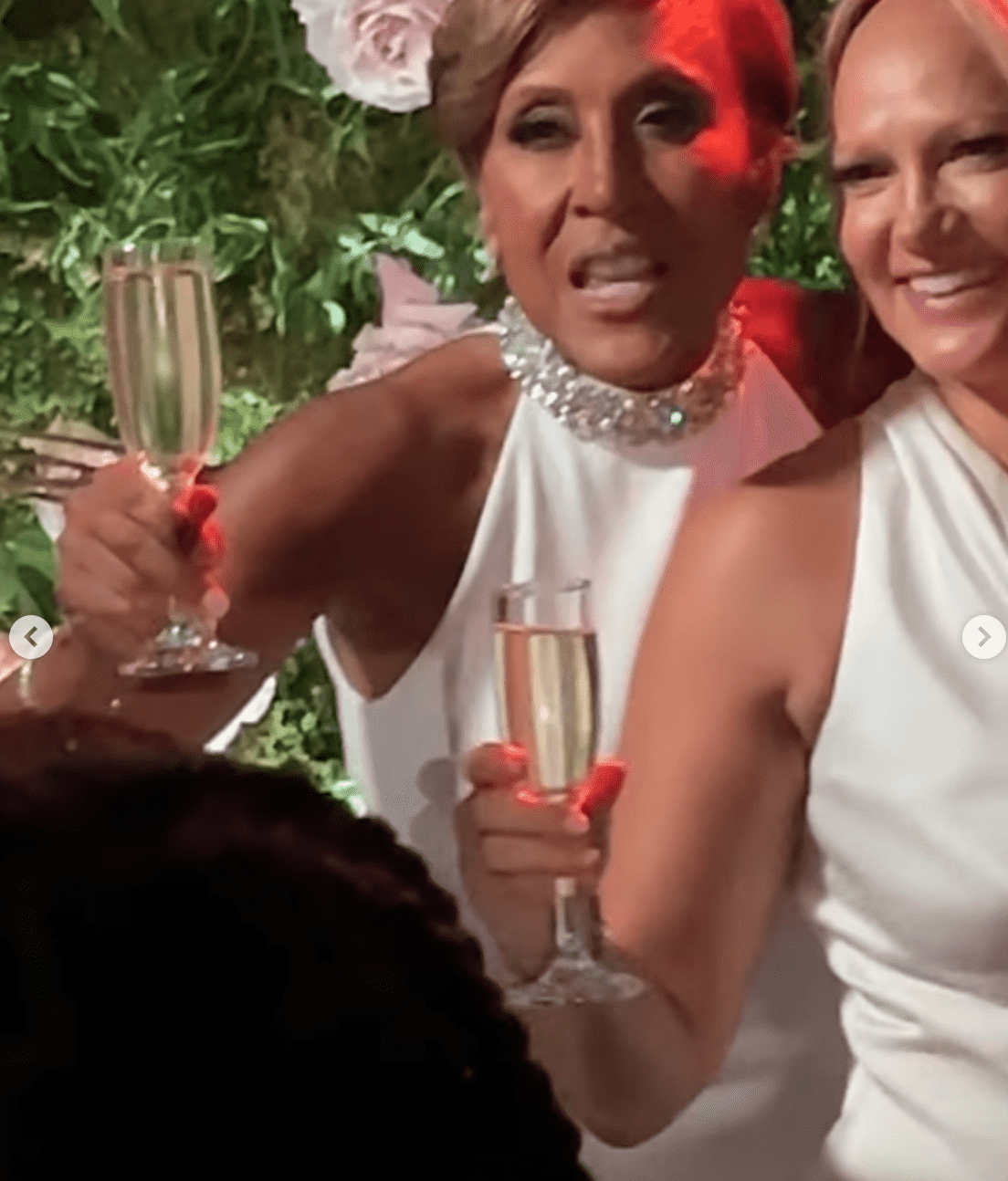 Jeremiah shared a clip of aunt Robin Roberts and her wife Amber Laign drinking champagne on dance floor (@Jeremiahcraft_/Instagram)