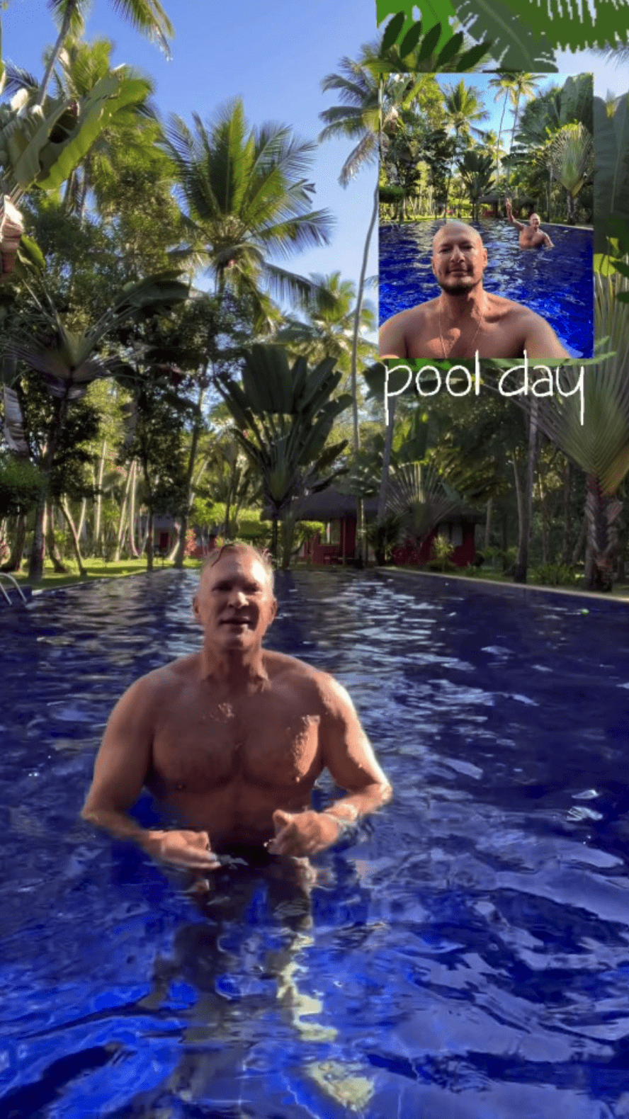 'GMA' Sam Champion showed off his abs and toned arms in a massive pool (@samchampion/Instagram)
