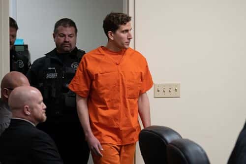 Bryan Kohberger, right, appears at a hearing in Latah County District Court on January 5, 2023, in Moscow, Idaho. Kohberger has been arrested for the murders of four University of Idaho students in November 2022.