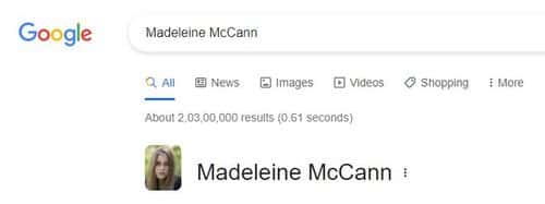 Google search has replaced picture of Madeleine McCann with Julia Wandelt (Google Search)