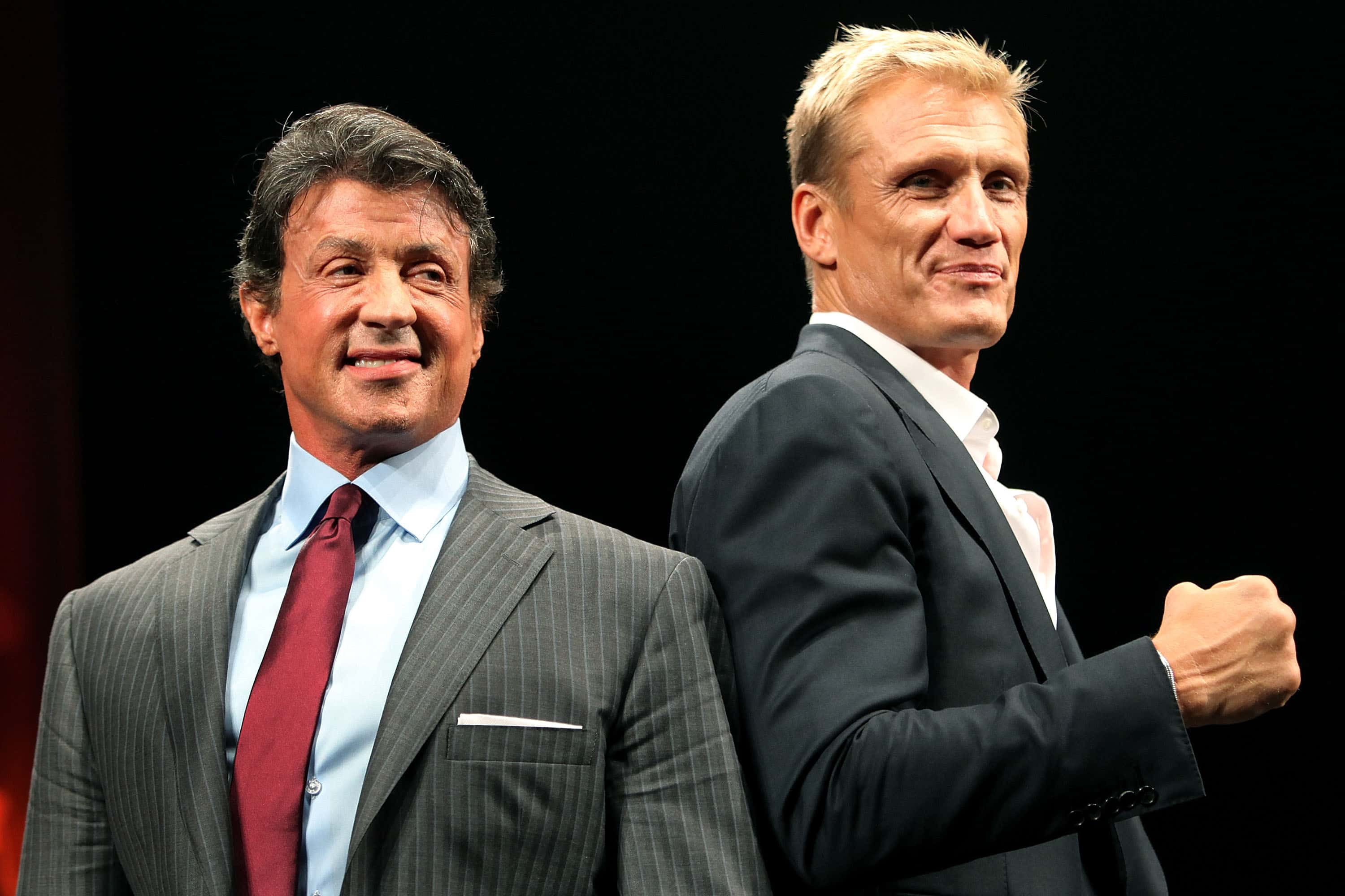 TOKYO - SEPTEMBER 26:  Director and actor Sylvester Stallone (L) and actor Dolph Lundgren pose during the premiere of 'The Expendables' at Shibuya-AX on September 26, 2010 in Tokyo, Japan. The film will open on October 16 in Japan.  (Photo by Kiyoshi Ota/Getty Images)