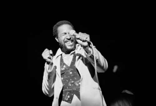 American singer, songwriter, and record producer Marvin Gaye (1939 - 1984) performing on stage, UK, 29th September 1976. (Photo by Angela Deane-Drummond/Evening Standard/Hulton Archive/Getty Images)