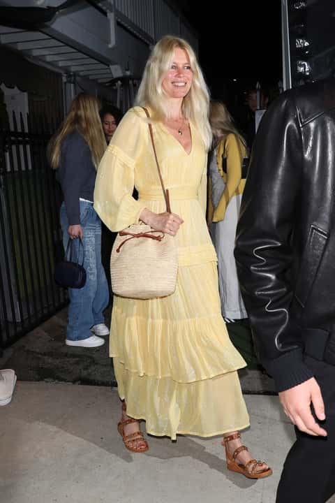 Claudia Schiffer, 52, looked stunning in a natural look as she stepped out in Santa Monica on Friday evening (backgrid)

