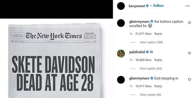 The Post shared by Kanye on his handle was deleted later on (@Kanyewest/Instagram)