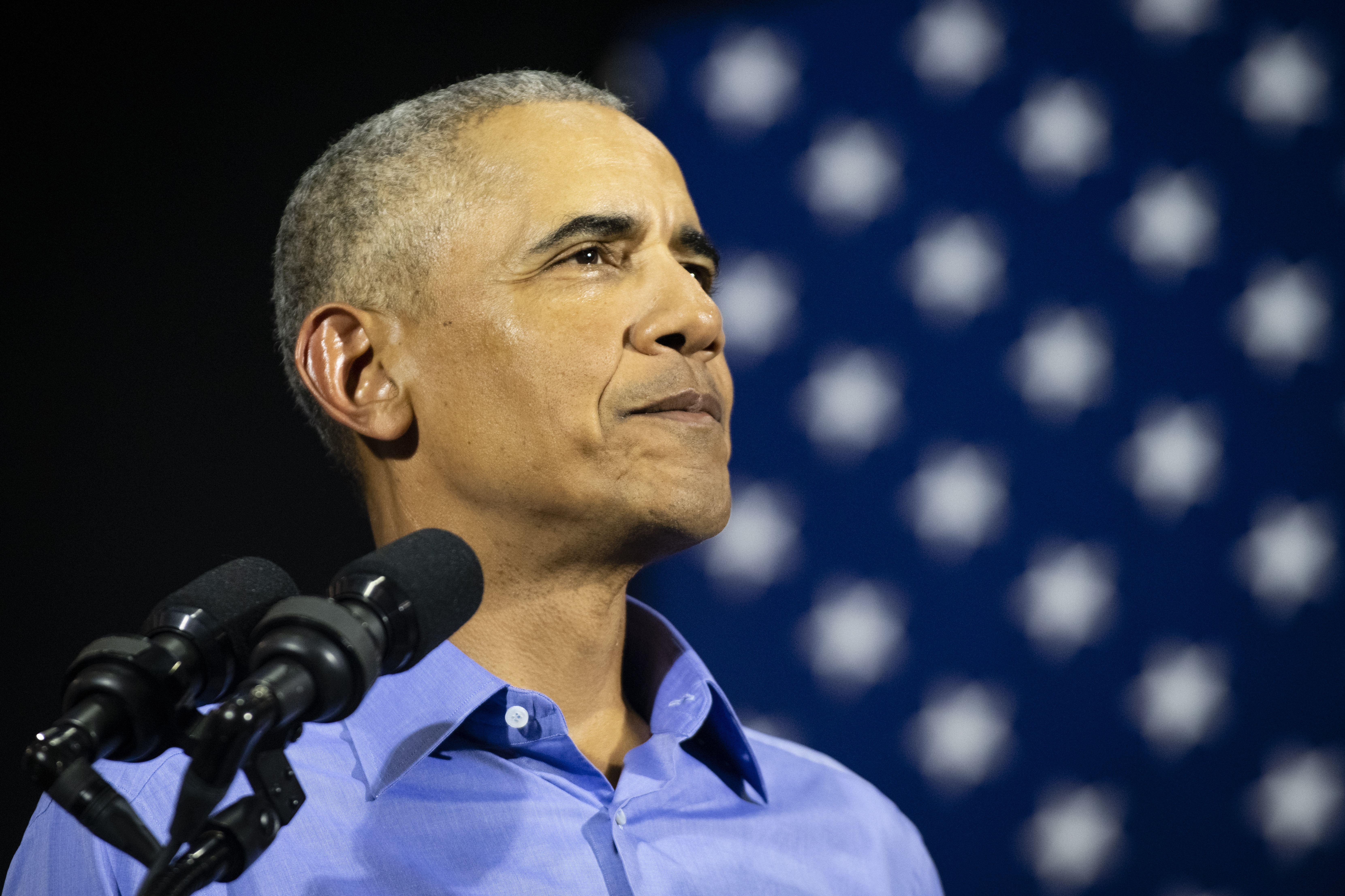 Former President Barack Obama speaks during a campaign rally for Ohio Gubernatorial candidate Richard Cordray at CMSD East Professional Center Gymnasium on September 13, 2018 in Cleveland, Ohio.