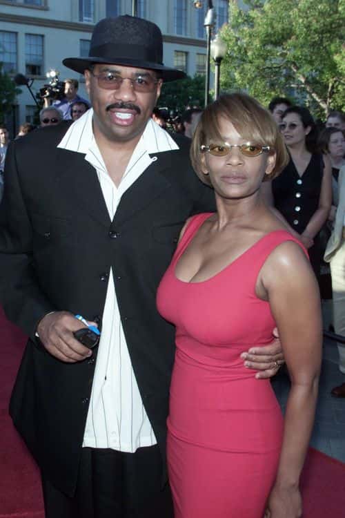 Steve Harvey and his wife Mary at the premiere of 'The Score' at the Paramount Theater in Los Angeles, Ca. 7/9/01. Photo by Kevin Winter/Getty Images.