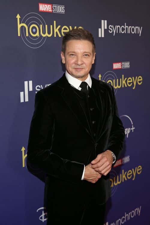 Jeremy Renner attends the Hawkeye Los Angeles Launch Event at El Capitan Theatre in Hollywood, California on November 17, 2021.
